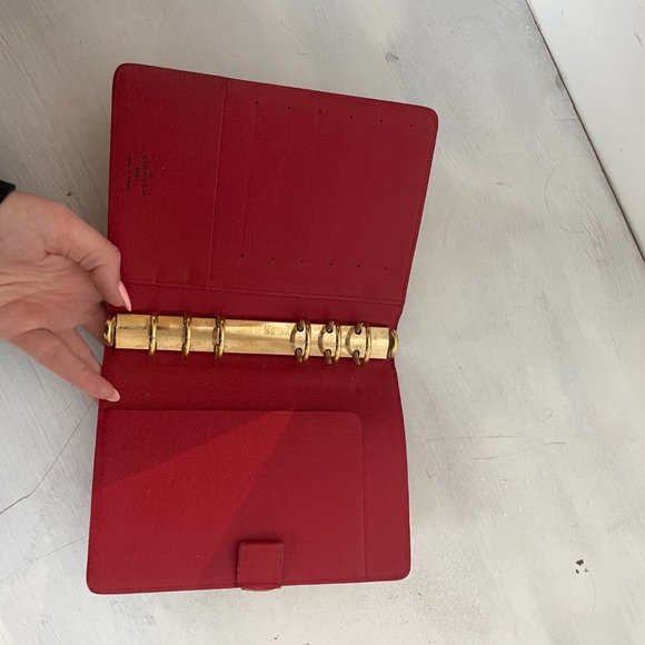 Louis Vuitton Vintage Ring Agenda Planner Organizer Wallet Epi Leather Red - Picture 10 of 11